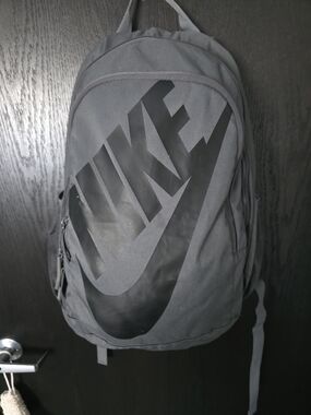 Nike Men's Grey Backpack with Large Swoosh Logo